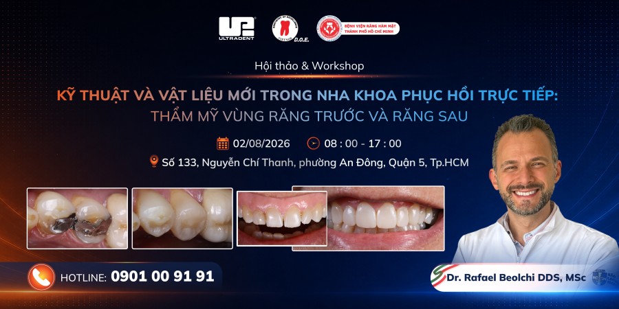kỹ thuật và vật liệu mới trong nha khoa phục hồi trực tiếp: thẩm mỹ vùng răng trước và răng sau 1 doe banner workshop ultradent 01